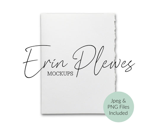 5x7 Card Mockup with Deckle Edge, Strathmore Greeting Card Mock Up, Vertical Deckled Edge Card Mockup, Jpeg PNG Instant Digital Download