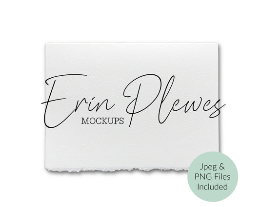 5x7 Card Mock Up with Deckled Edge, Strathmore Greeting Card Mockup, Landscape Deckle Edge Card Mockup, Jpeg PNG Instant Digital Download