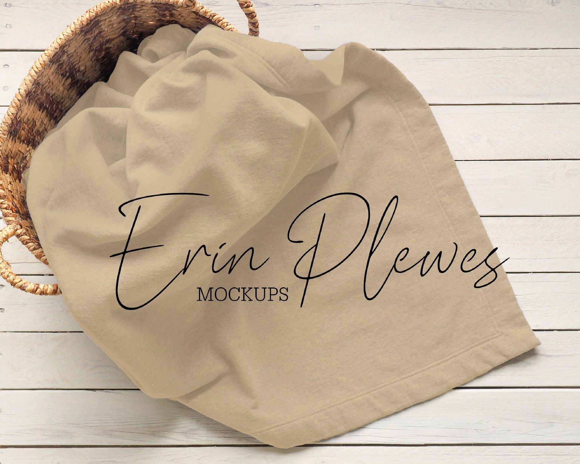 Sand Stadium Blanket Mockup, Gildan blanket mockup in a basket for lifestyle stock photo, Tan blanket mock up jpeg digital download