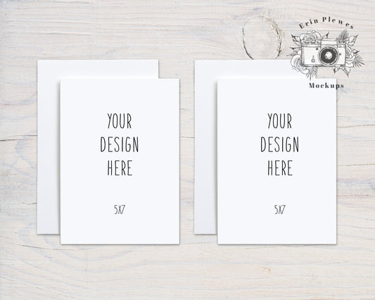 5x7 Card Mockup Front Back, Greeting Card Mock Up Set of 2, Stationery Suite Mock Ups, Jpeg Instant Digital Download