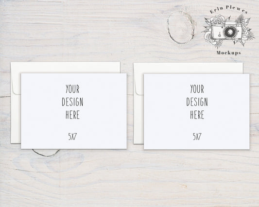 5x7 Card Mockup Front Back, Landscape Card Mock Up Set of 2, Stationery Suite Mock Ups, Jpeg Instant Digital Download