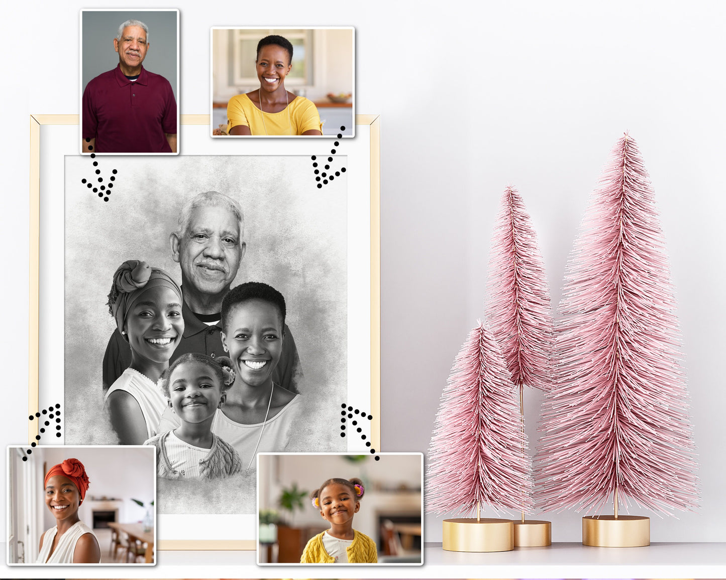 Family Portrait From Different Photos, Add Deceased Loved One to Photo, Combine Photos, Add Person to Photo, Loss of Father Mother Gift