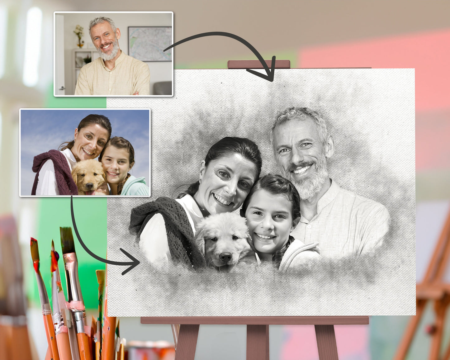 Add Loved One to Photo, Family Portrait From Photos, Combine Photos, Custom Christmas Gift Printable, Memorial Gift for Dad Mom