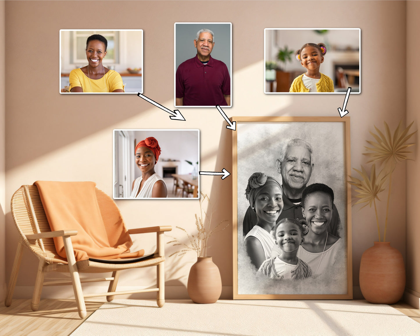 Combine Photos, Add Deceased Loved One to Photo, Custom Memorial Gift, Custom Christmas Gift for Dad Mom, Fast Custom Christmas Gift