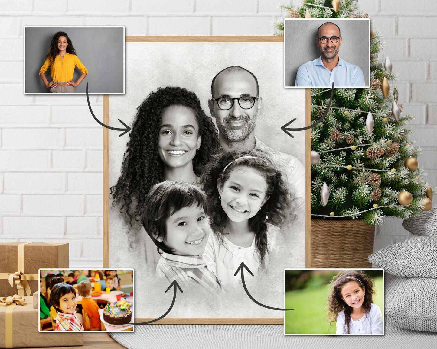 Add Loved One to Photo, Family Portrait From Photos, Combine Photos, Custom Christmas Gift Printable, Memorial Gift for Dad Mom