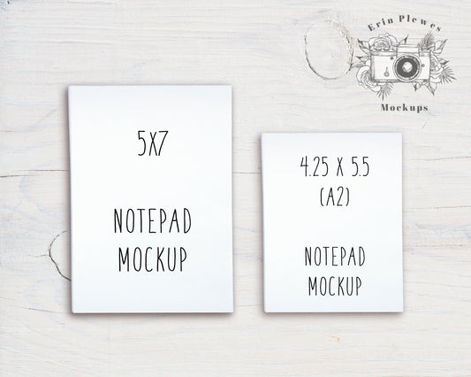 Notepad Mockup 5"x7" and 4.25"x5.5", To Do List Mock Up, A2 and A7 Minimalist Stationery Flatlay, Instant Digital Download Jpeg