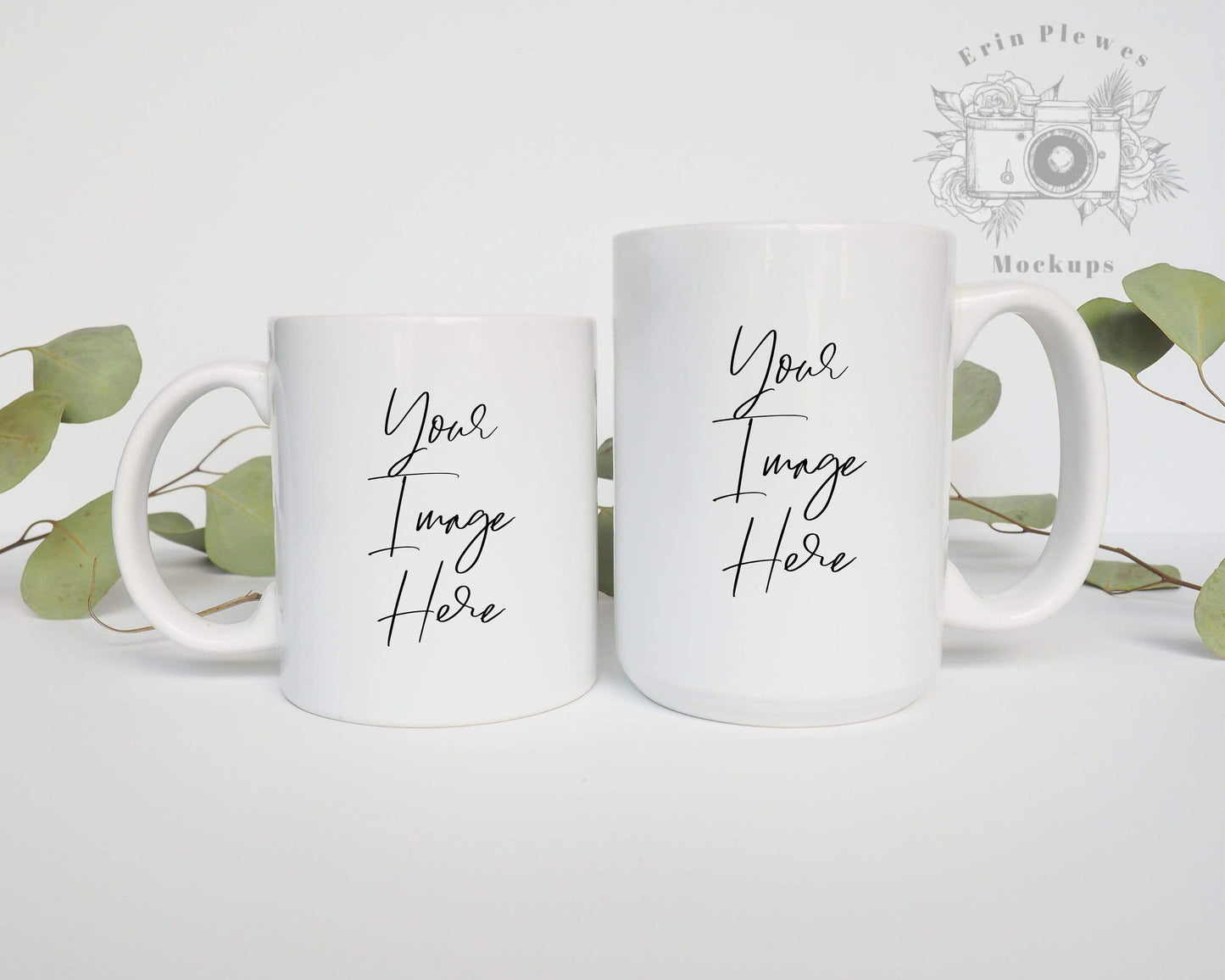 Erin Plewes Mockups Mug Mockup, 11 oz and 15 oz Coffee Mug Mockup for Clean Styled Stock Photography, Digital Download Jpeg White Minimalist Mockups