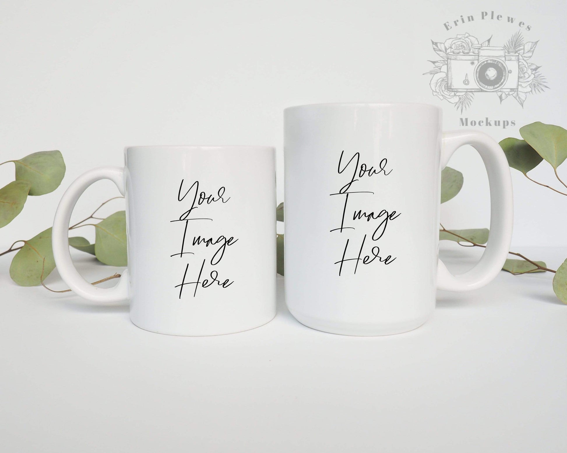 Erin Plewes Mockups Mug Mockup, 11 oz and 15 oz Coffee Mug Mockup for Clean Styled Stock Photography, Digital Download Jpeg White Minimalist Mockups