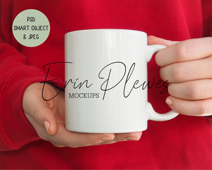 Erin Plewes Mockups Mug Mockup Female Hand, Mug Mock Up PSD Smart Object, 11oz Mug Mock-up Model, Coffee Mug Template Jpeg