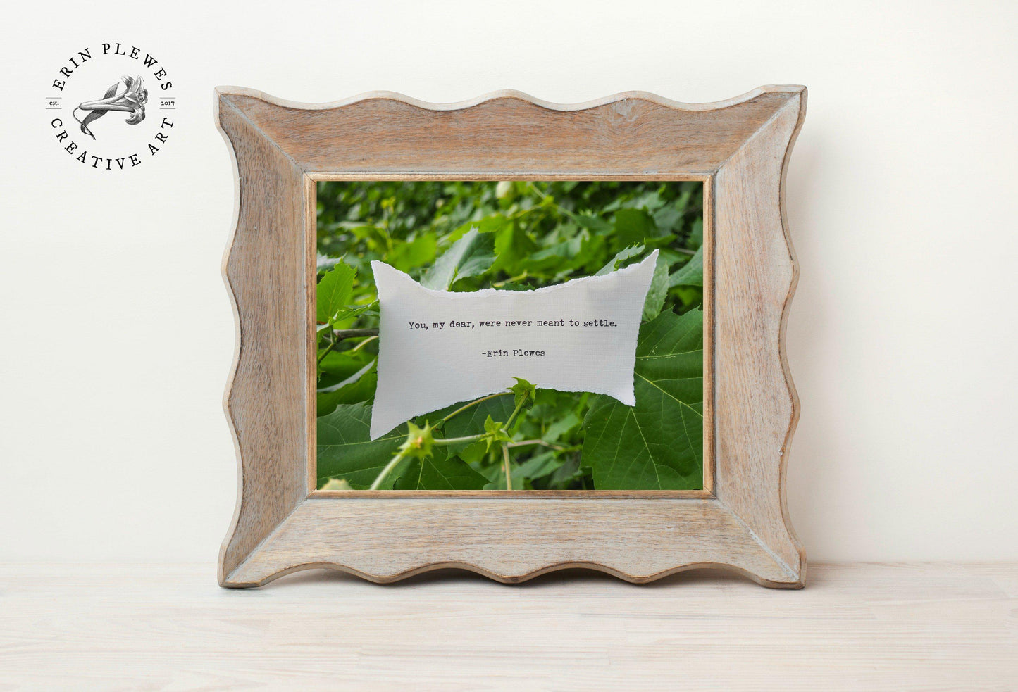 Never Settle Motivational Wall Art | Green Leaves Print | 8x10 Photo