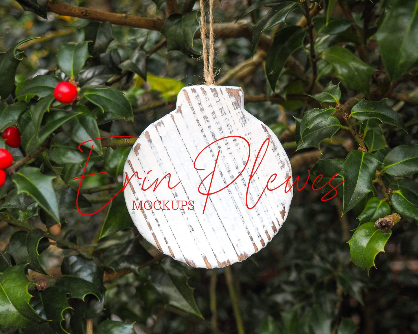 Erin Plewes Mockups Ornament Mock Up, Rustic Wood Ball Ornament Mockup, Christmas Bauble Mock Up, Instant Digital Download Stock Photo