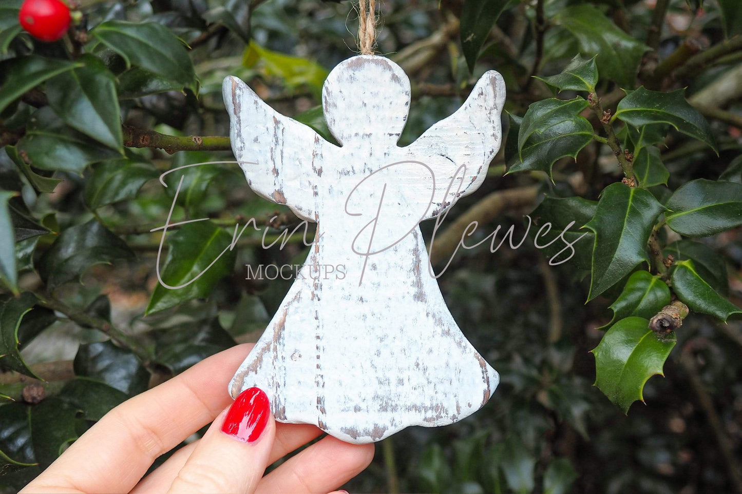 Erin Plewes Mockups Ornament mockup angel, Christmas decor mock-up to add your image template for lifestyle and stock images, Jpeg instant Digital Download