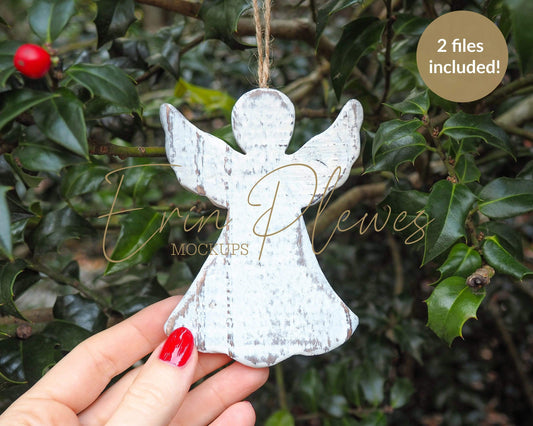 Erin Plewes Mockups Ornament mockup angel,  Christmas decor mock-up to add your image template for lifestyle and stock images, Jpeg instant Digital Download