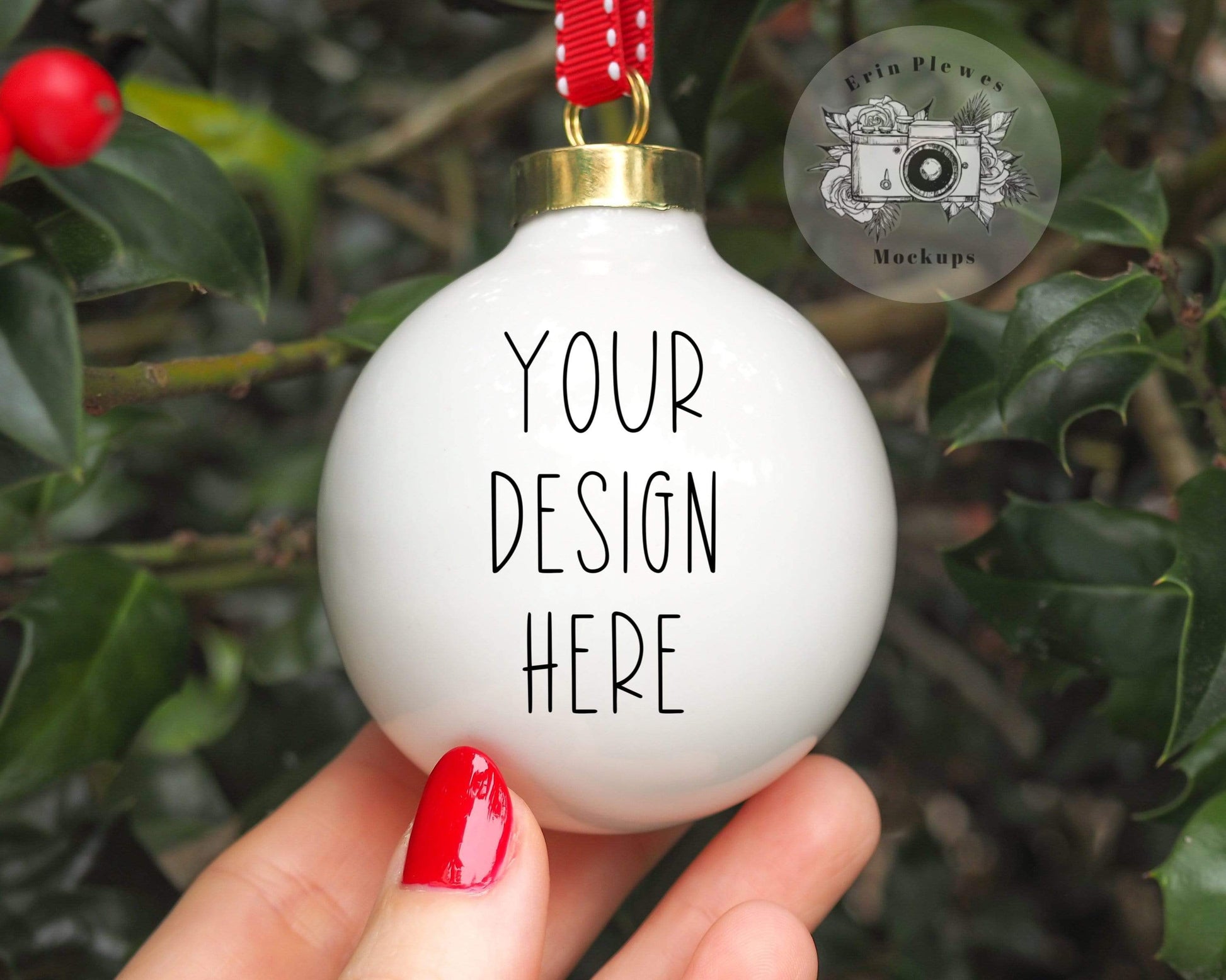 Erin Plewes Mockups Ornament mockup, Christmas ball ornament mock up for styled stock photography, JPG Instant Digital Download Template