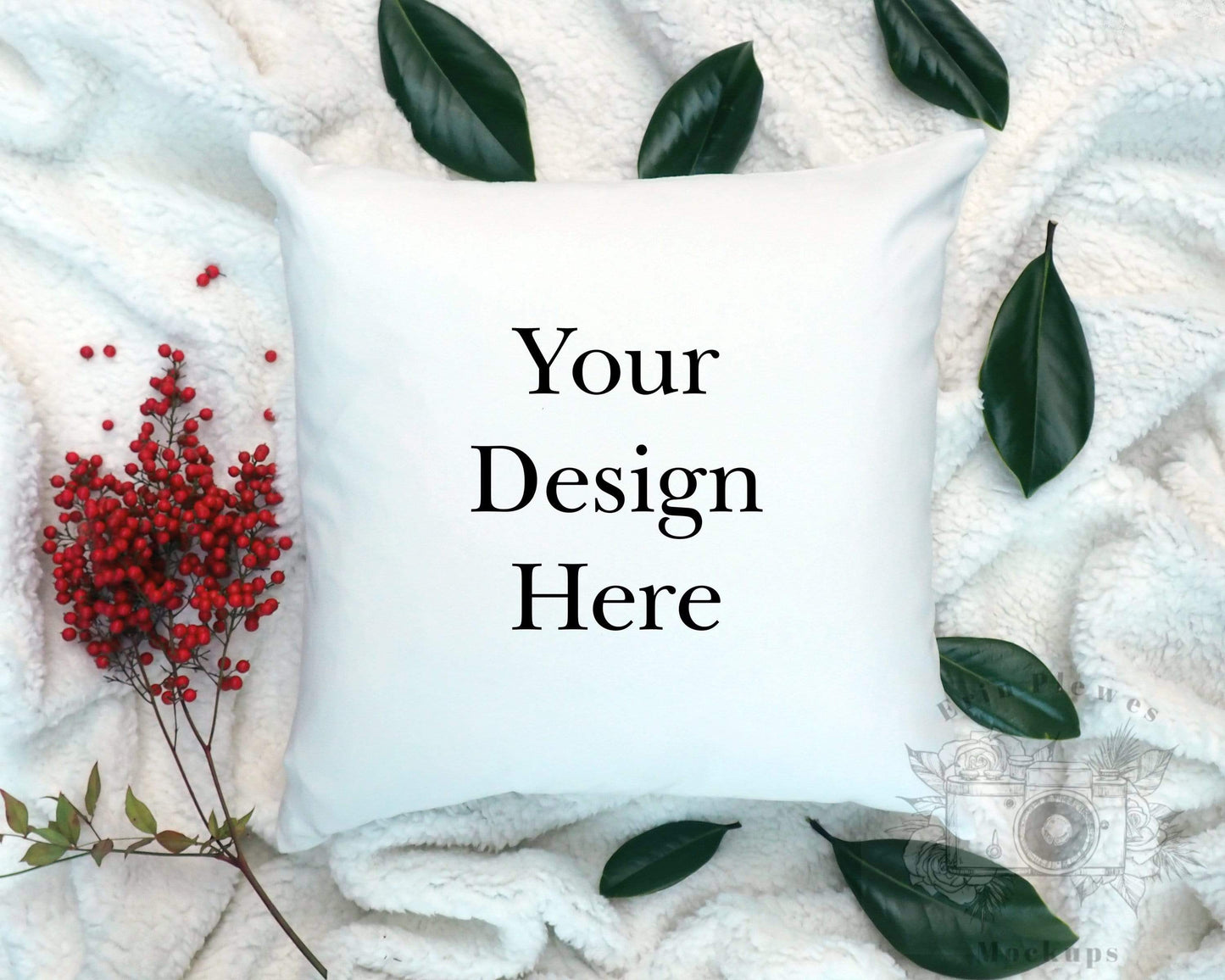 Erin Plewes Mockups Pillow Mockup | Christmas Pillow Mockup | Flat Lay Mockup | Mockup | Fall Pillow Mockup | Stock Photo | Add Your Design Mockup