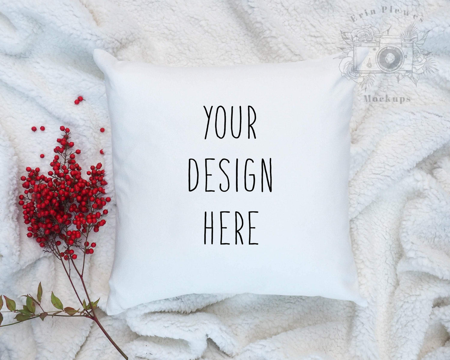 Erin Plewes Mockups Pillow Mockup, White pillow mockup for lifestyle stock photography, square pillow mock up jpeg digital download