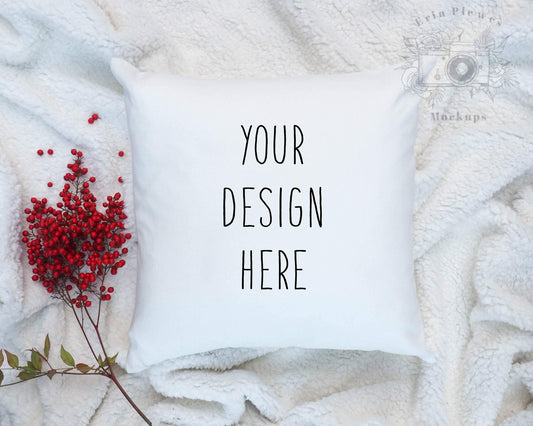 Erin Plewes Mockups Pillow Mockup, White pillow mockup for lifestyle stock photography, square pillow mock up jpeg digital download