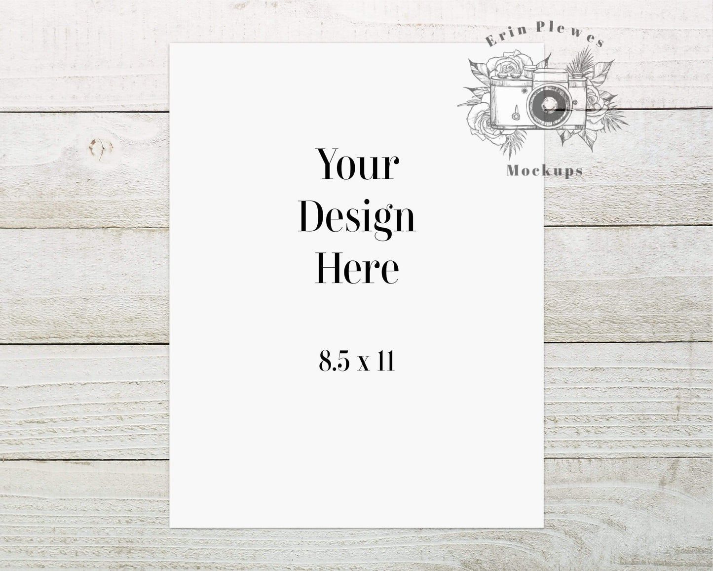 Erin Plewes Mockups Mockup Poster Mockup 8.5 x 11, Paper Mock Up 8.5x11 on Shiplap Wood Background, Instant Digital Download Jpeg Template