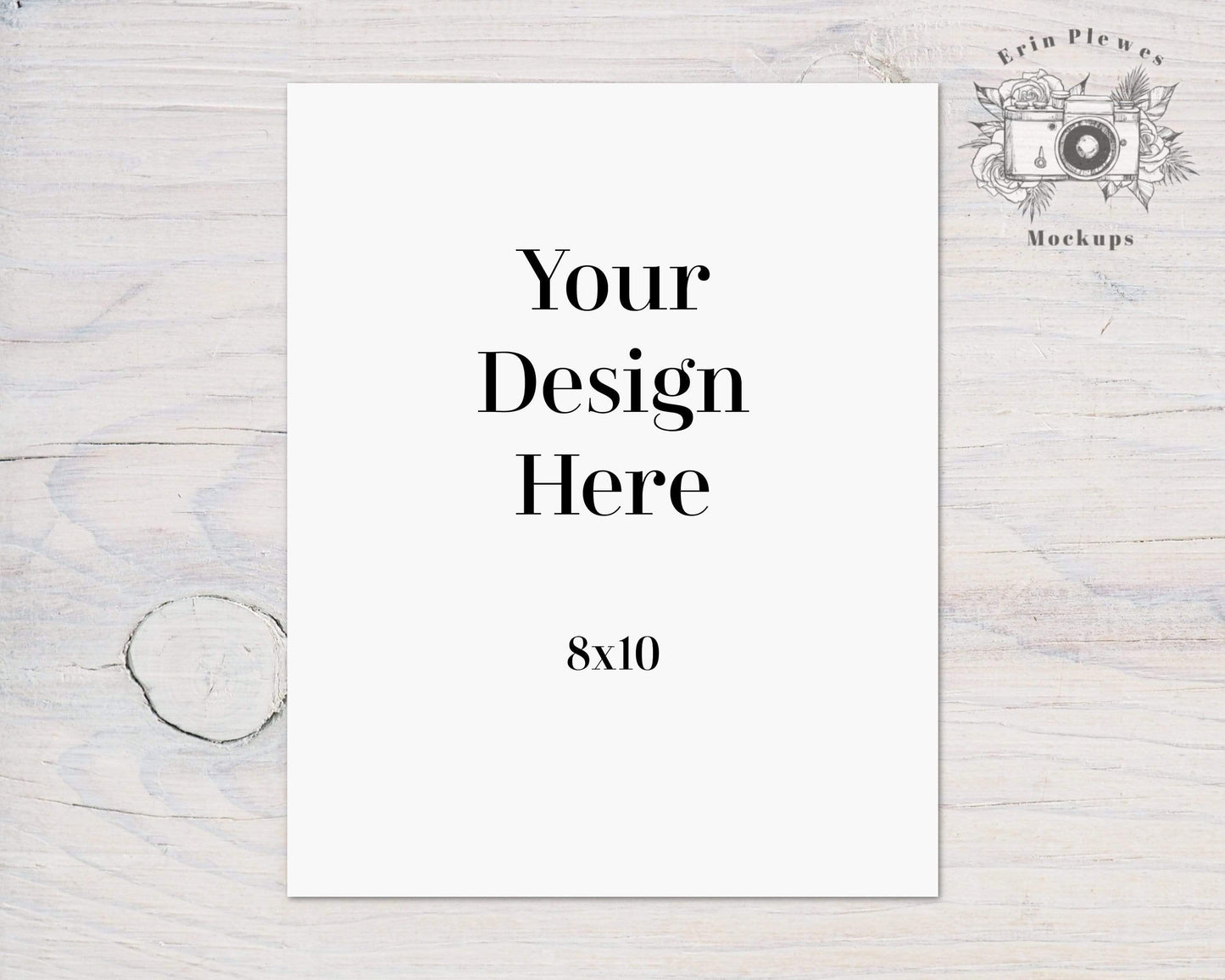 Erin Plewes Mockups Poster Mockup 8x10, Print mockup 8"x10" on white farmhouse rustic wood, Minimalist mock up Instant Digital Download Template