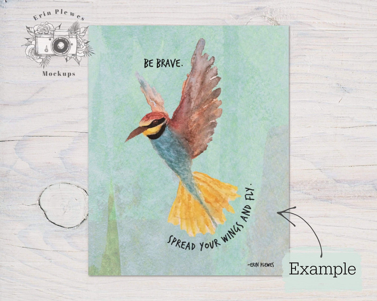 Erin Plewes Mockups Poster Mockup 8x10, Print mockup 8"x10" on white farmhouse rustic wood, Minimalist mock up Instant Digital Download Template