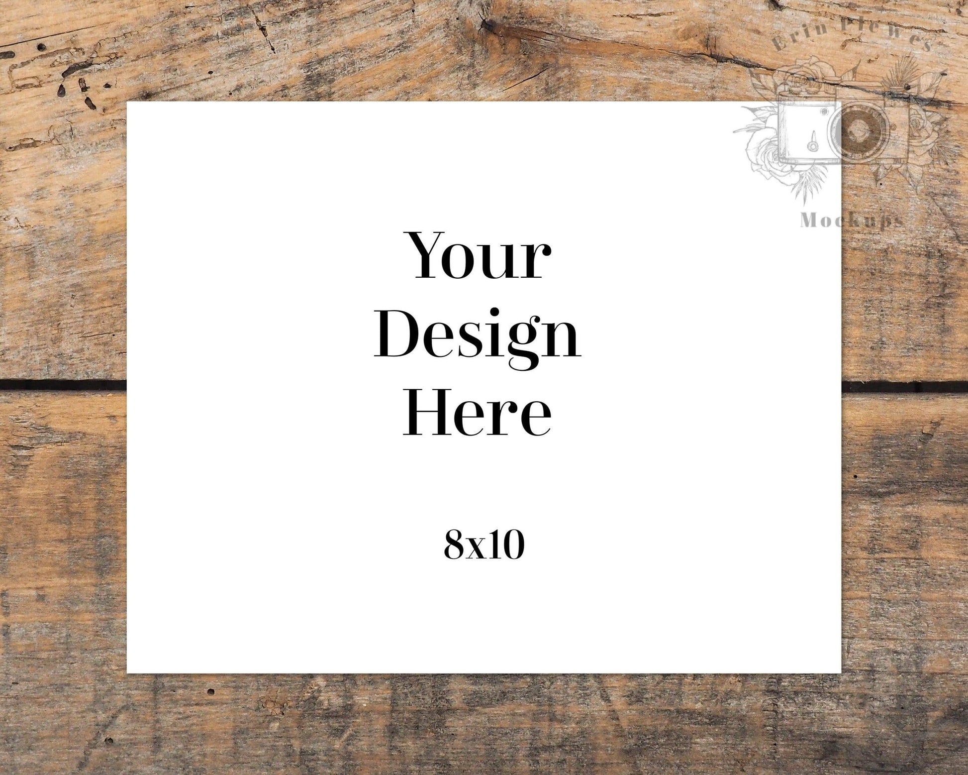 Erin Plewes Mockups Poster Mockup, 8x10 Print mockup on brown rustic wood landscape, Clean minimal mock-up Instant Digital Download JPEG