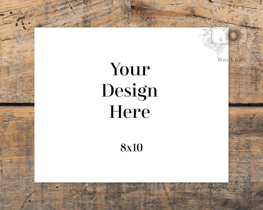 Erin Plewes Mockups Poster Mockup, 8x10 Print mockup on brown rustic wood landscape, Clean minimal mock-up Instant Digital Download JPEG