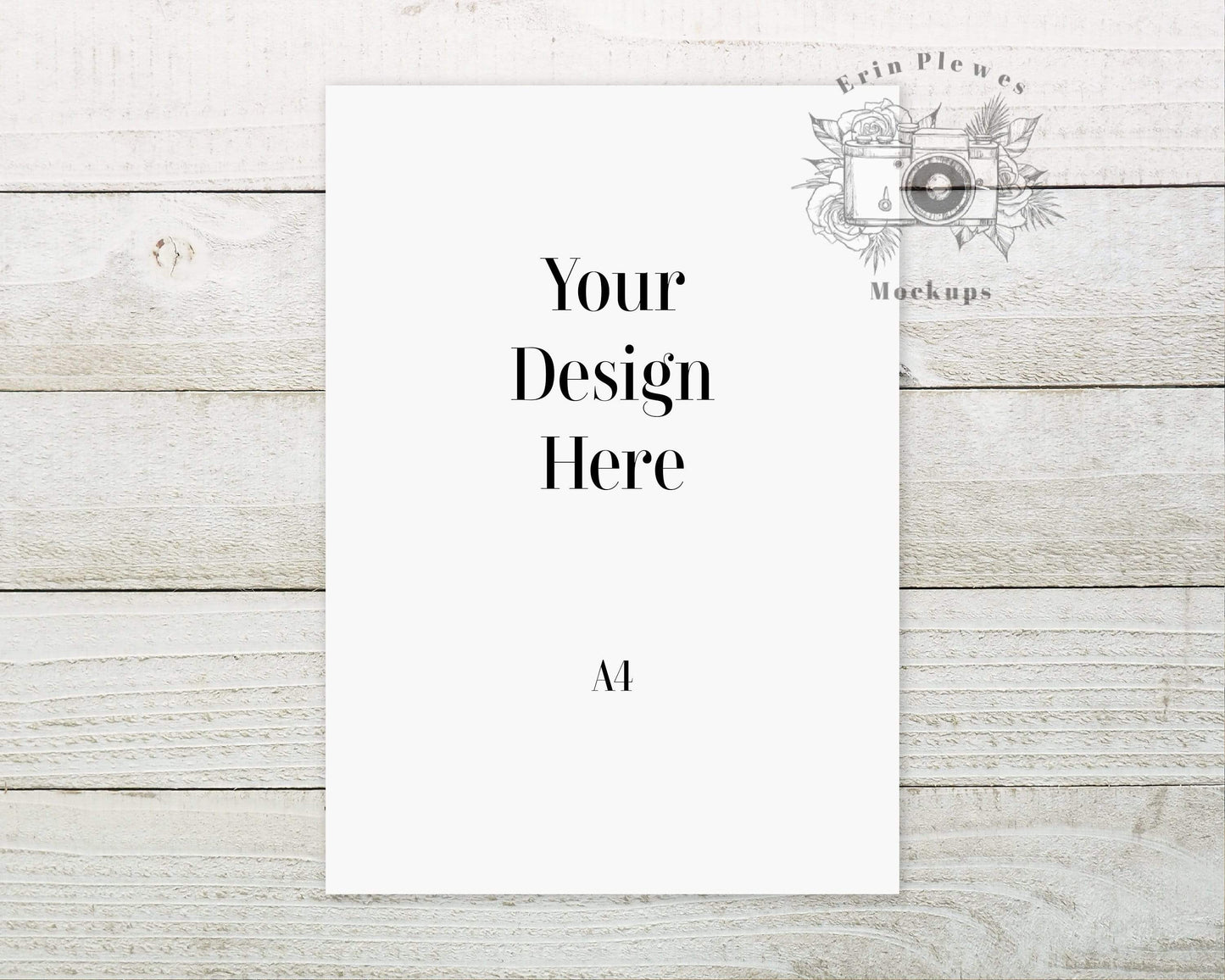 Erin Plewes Mockups Mockup Poster Mockup A4, Paper Mock Up on Shiplap Wood Background, Minimalist Stationery Flatlay, Instant Digital Download Jpeg Template