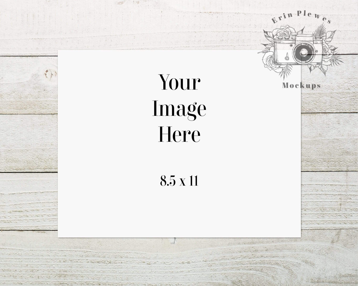 Erin Plewes Mockups Mockup Print Mockup 8.5 x 11, Poster Mock Up 8.5x11 on Shiplap Wood Background, Instant Digital Download Jpeg, Stationary Flat Lay Template