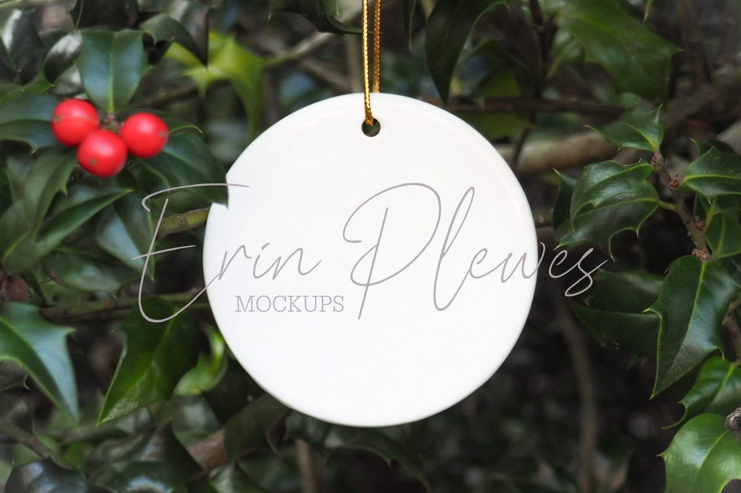 Erin Plewes Mockups Round Ornament Mockup, Ceramic Christmas mock-up for Printify POD template design and stock photography, JPG PNG Digital Download