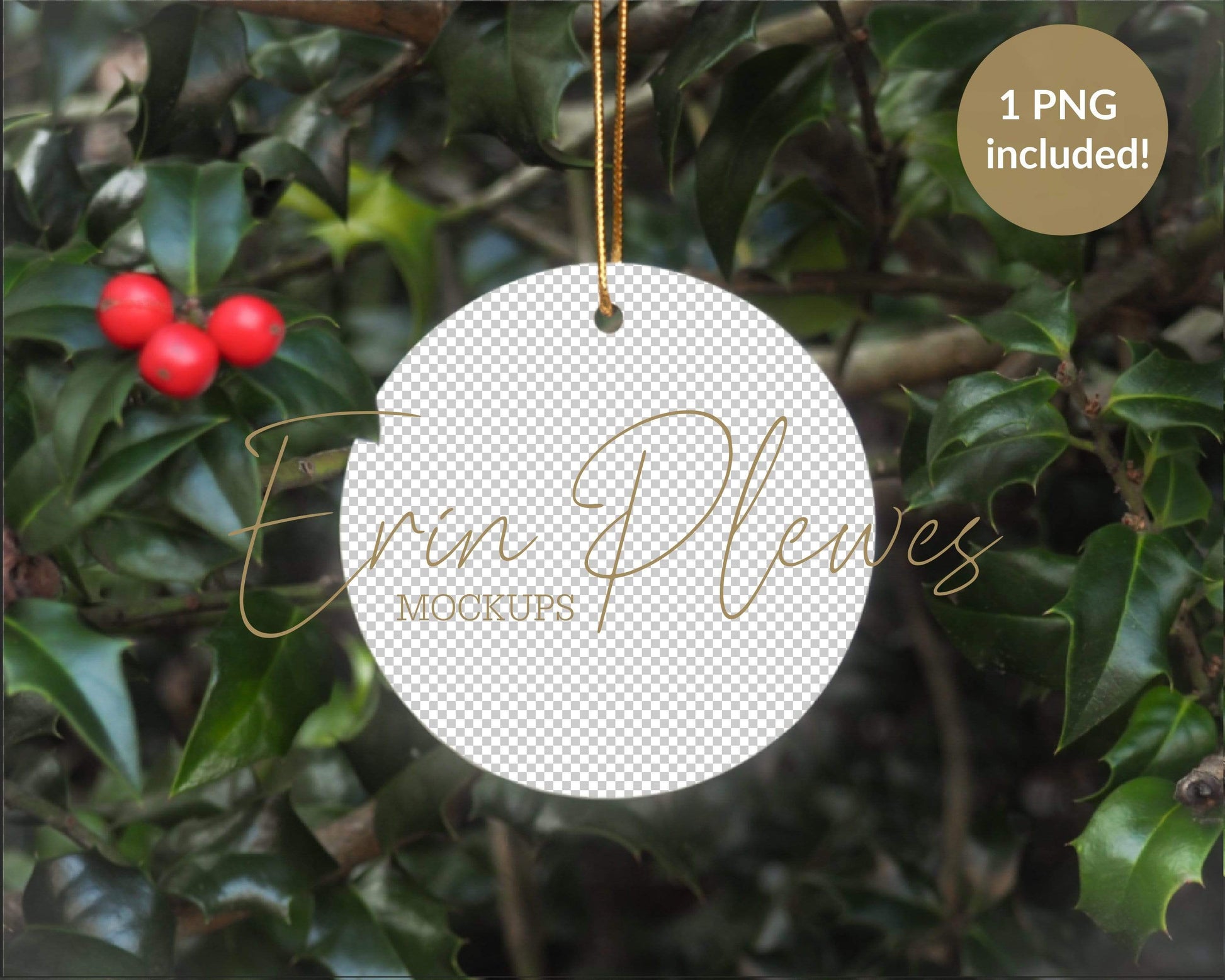 Erin Plewes Mockups Round Ornament Mockup, Ceramic Christmas mock-up for Printify POD template design and stock photography, JPG PNG Digital Download