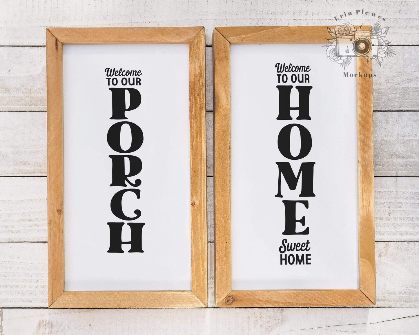 Erin Plewes Mockups Sign Mockup, Wood Sign Mock-up, 2 Signs on white rustic wood stock photo, Farmhouse Mock Up for your svg