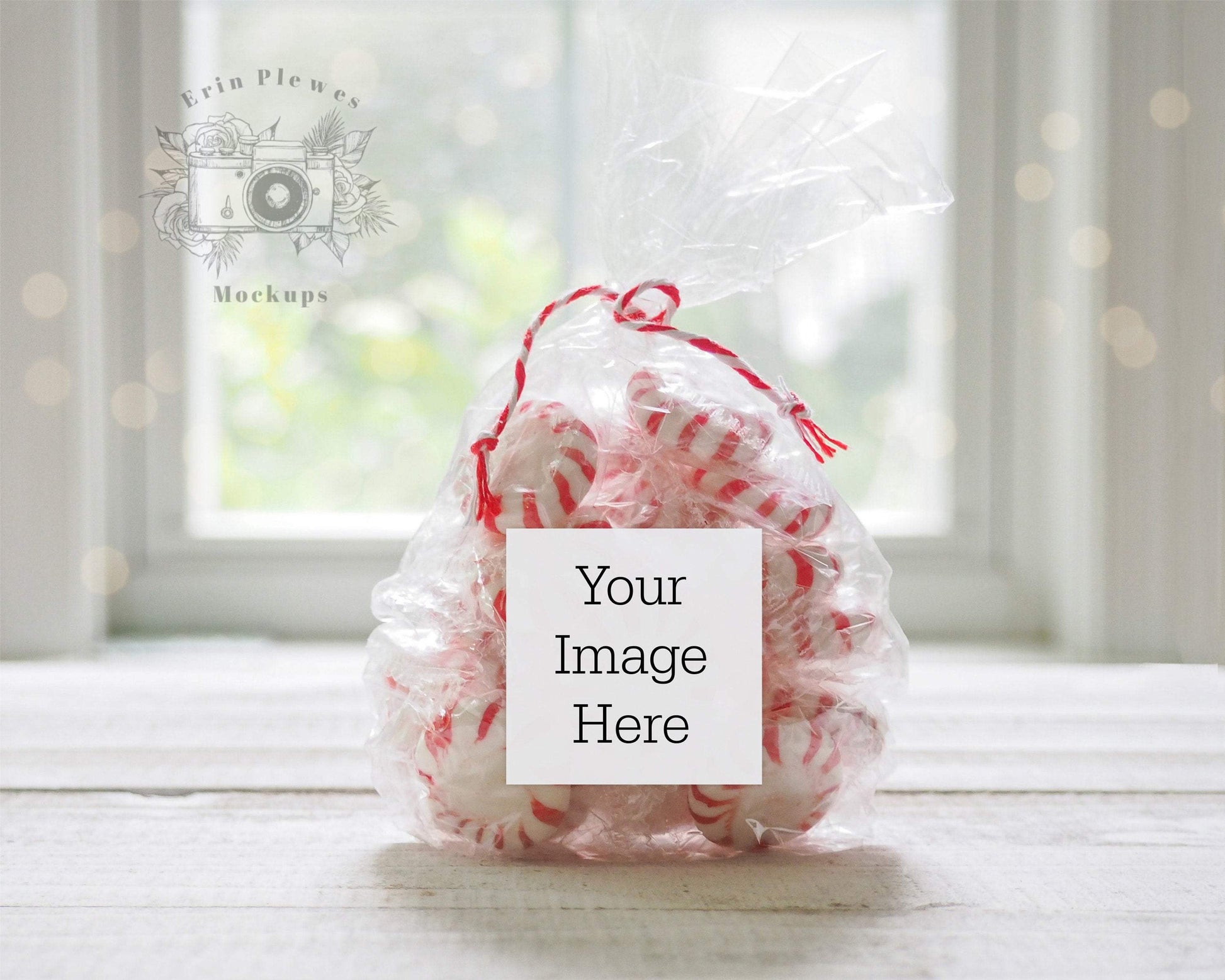 Erin Plewes Mockups Sticker mockup, Square sticker mock up for Christmas gift bag, Label Gift Tag, Digital Download Template