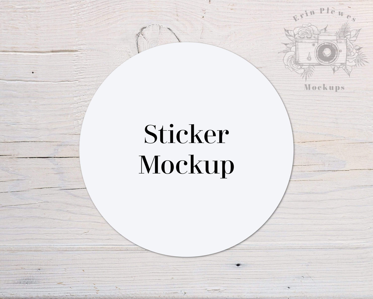 Erin Plewes Mockups Sticker mockup, White round tag mock up for rustic farmhouse flat lay and stock photography, Jpeg instant Digital Download