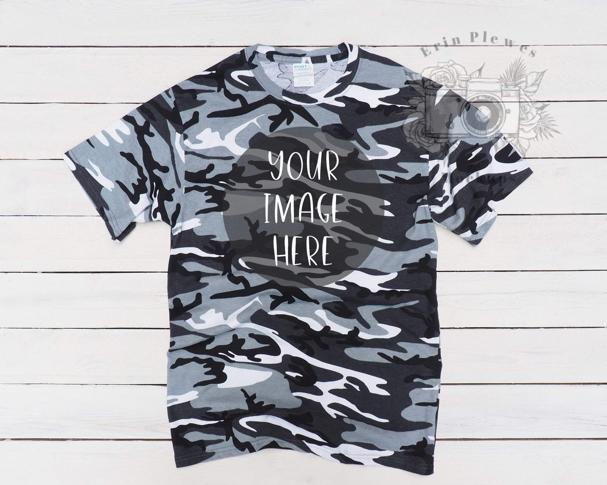 Erin Plewes Mockups T Shirt Mockup, Gray Camo TShirt Mockup for Lifestyle Stock Photo, Instant Digital Download Jpeg Flat Lay