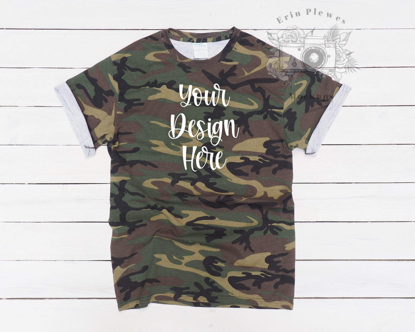 Erin Plewes Mockups TShirt Mockup, Green Camo T-shirt Mockup to add your SVG and Sublimation Designs, Instant Digital Download Jpg