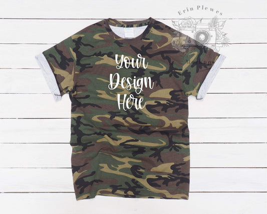 Erin Plewes Mockups TShirt Mockup, Green Camo T-shirt Mockup to add your SVG and Sublimation Designs, Instant Digital Download Jpg