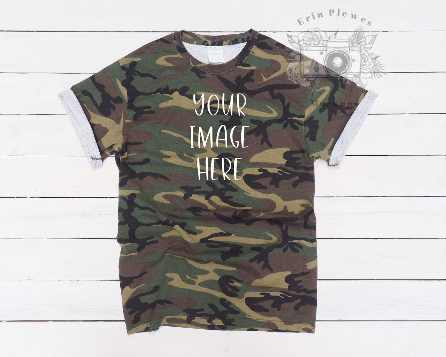 Erin Plewes Mockups TShirt Mockup, Green Camo T-shirt Mockup to add your SVG and Sublimation Designs, Instant Digital Download Jpg