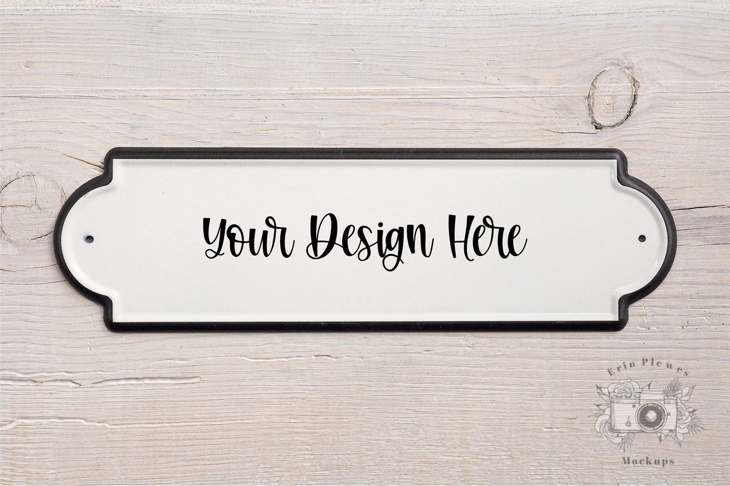 Erin Plewes Mockups White Sign Mockup, Enamel Sign Mock-up on White Farmhouse Style Rustic Wood, Minimal Flat Lay Mock Up, Jpeg Stock Photo 3:2 ratio