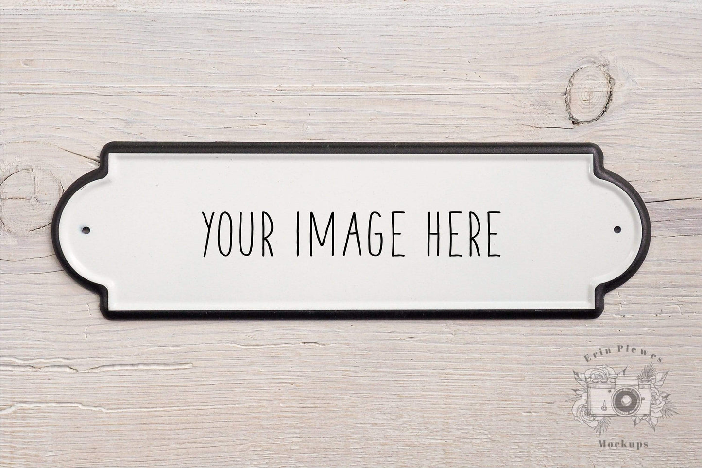 Erin Plewes Mockups White Sign Mockup, Enamel Sign Mock-up on White Farmhouse Style Rustic Wood, Minimal Flat Lay Mock Up, Jpeg Stock Photo 3:2 ratio