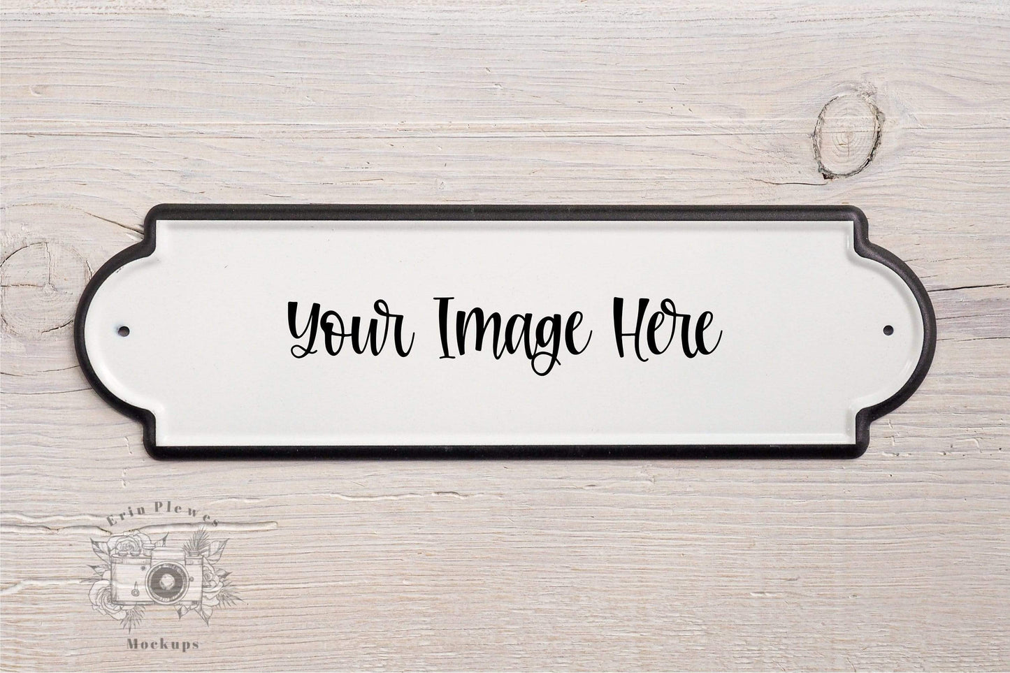 Erin Plewes Mockups White Sign Mockup, Enamel Sign Mock-up on White Farmhouse Style Rustic Wood, Minimal Flat Lay Mock Up, Jpeg Stock Photo 3:2 ratio