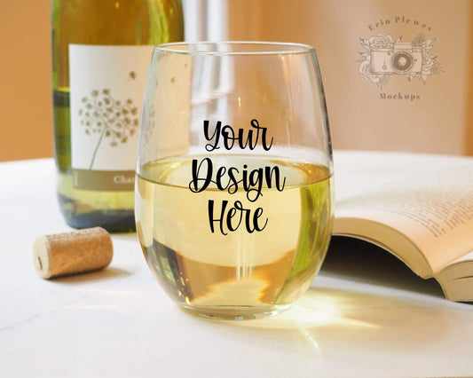 Erin Plewes Mockups Wine Glass Mockup Photo, Stemless Glass Mock Up, Wine Glass Mock-up Template, Digital Download Jpeg