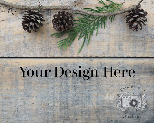 Erin Plewes Mockups Wood Background Mockup, Christmas Styled Stock Photo, Rustic Barn Wood Background Paper, JPG Digital Download Blank Template