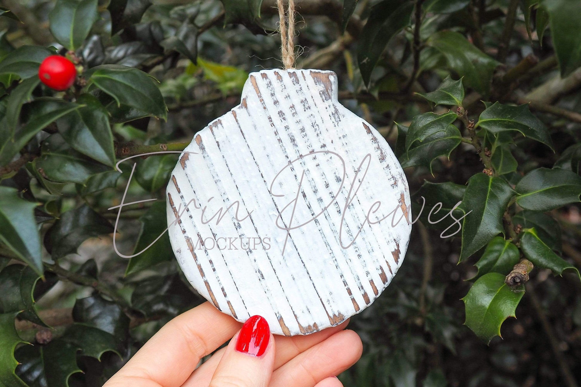 Erin Plewes Mockups Wood Ornament Mockup, Rustic Christmas Ornament Mock-up, Christmas Bauble Mock Up, Instant Digital Download Stock Photo Template