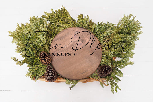 Erin Plewes Mockups Wood Round Sign Mockup, Farmhouse Sign Mock-up, Frame Mockup Flatlay, Styled Product Stock Photography