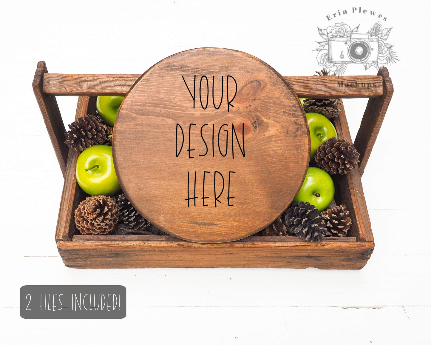 Erin Plewes Mockups Wood Round Sign Mockup, Wood Sign Mock-up, Farmhouse Style Stock Photo, Wood Frame Mock Up Autumn