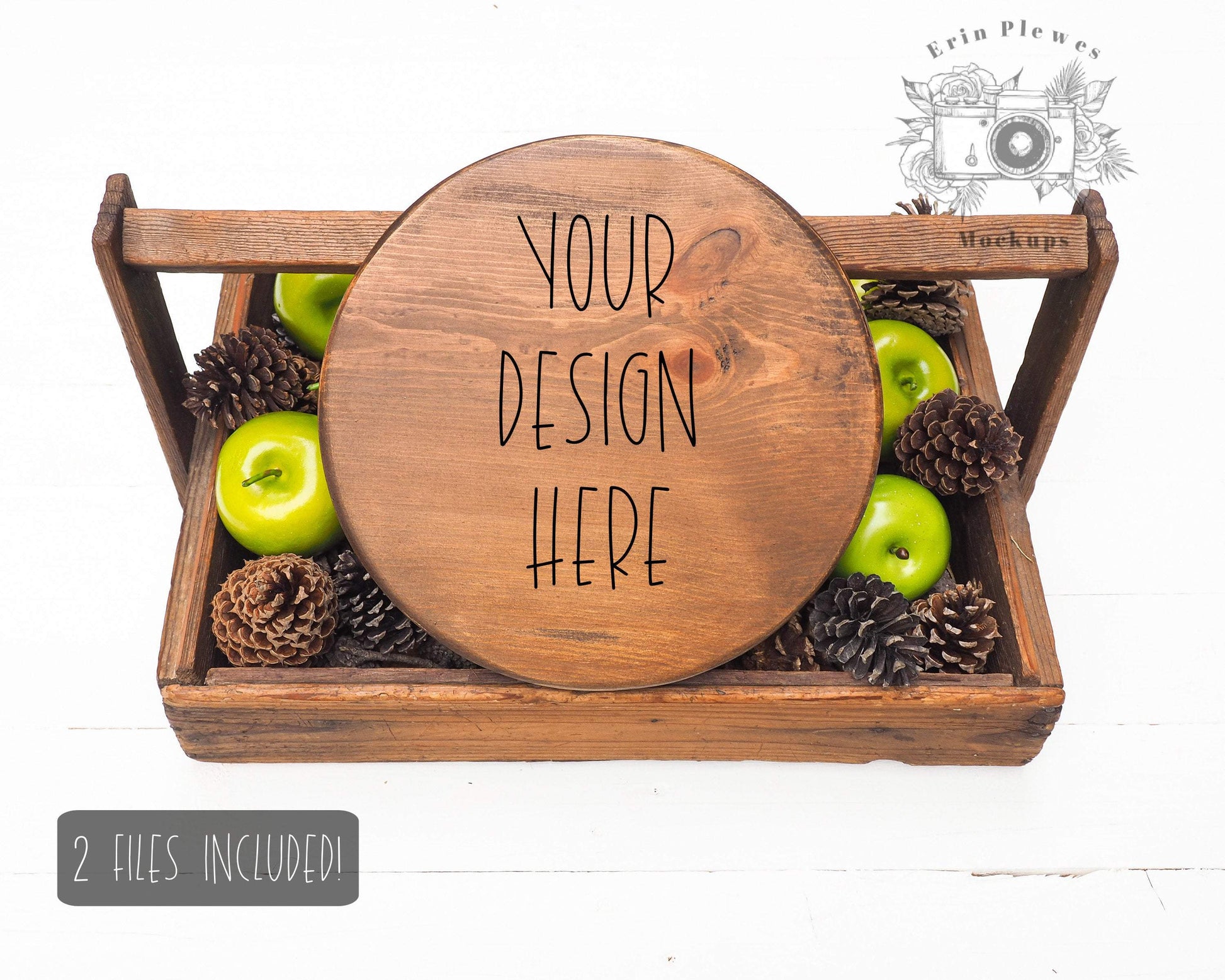 Erin Plewes Mockups Wood Round Sign Mockup, Wood Sign Mock-up, Farmhouse Style Stock Photo, Wood Frame Mock Up Autumn