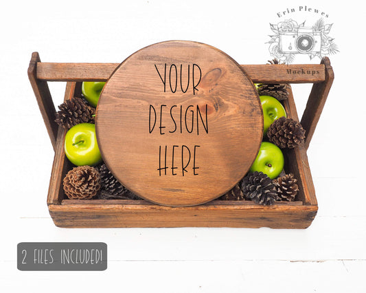 Erin Plewes Mockups Wood Round Sign Mockup, Wood Sign Mock-up, Farmhouse Style Stock Photo, Wood Frame Mock Up Autumn