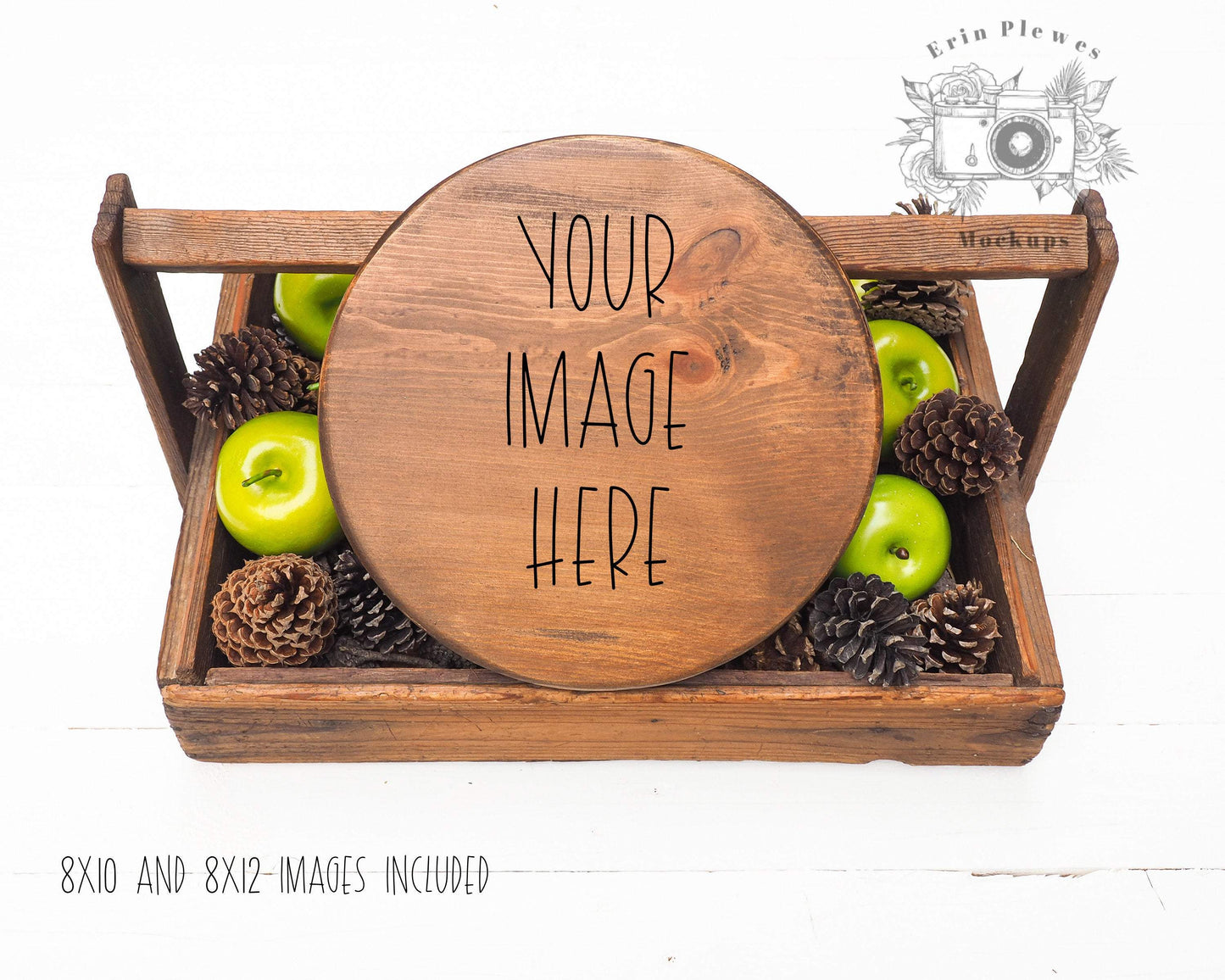 Erin Plewes Mockups Wood Round Sign Mockup, Wood Sign Mock-up, Farmhouse Style Stock Photo, Wood Frame Mock Up Autumn