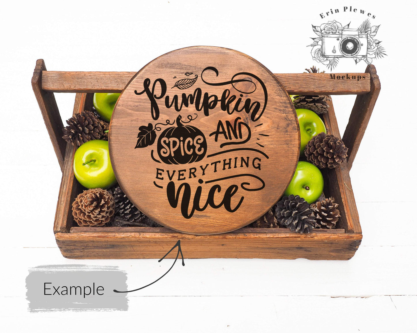 Erin Plewes Mockups Wood Round Sign Mockup, Wood Sign Mock-up, Farmhouse Style Stock Photo, Wood Frame Mock Up Autumn