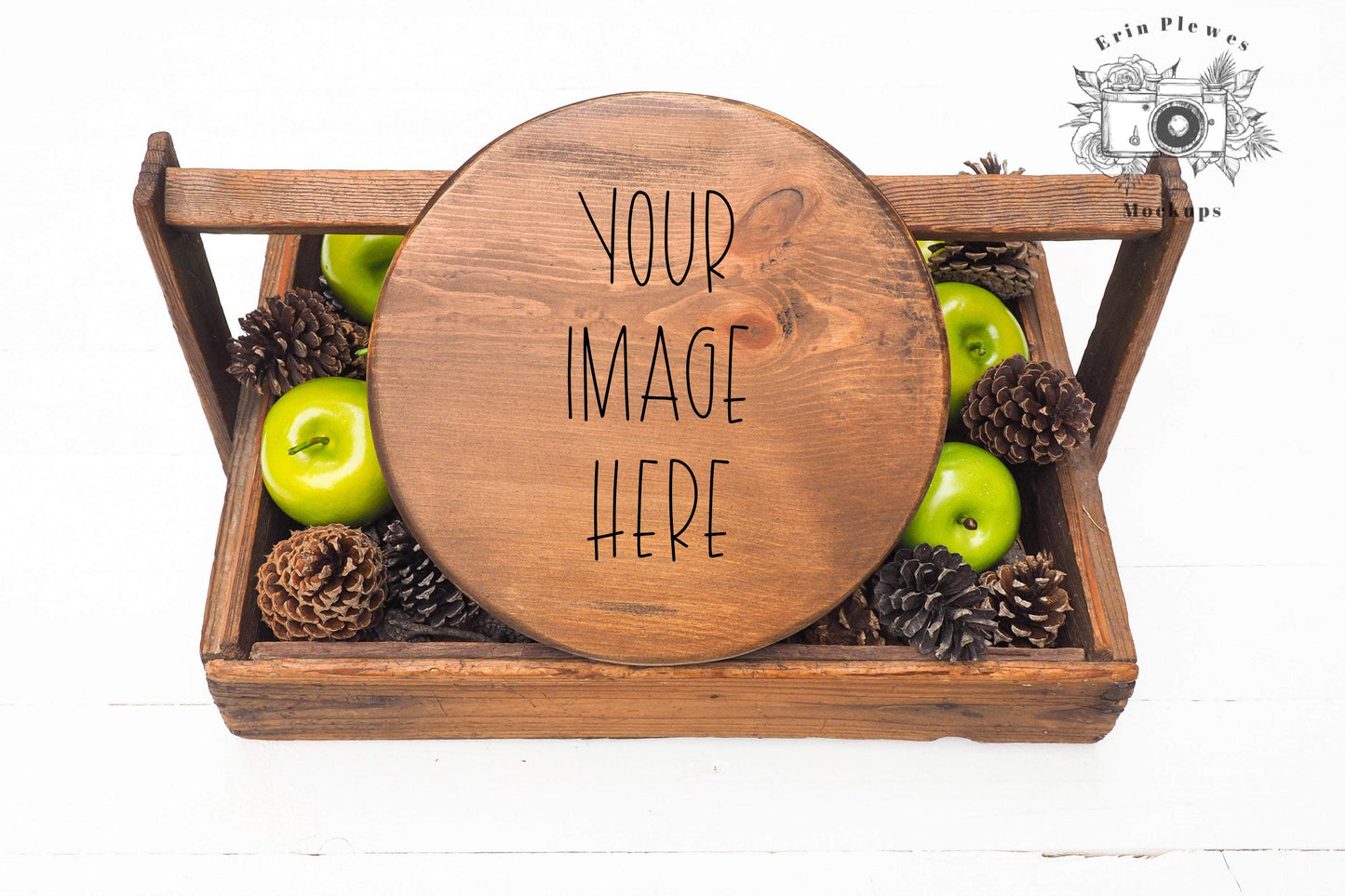 Erin Plewes Mockups Wood Round Sign Mockup, Wood Sign Mock-up, Farmhouse Style Stock Photo, Wood Frame Mock Up Autumn